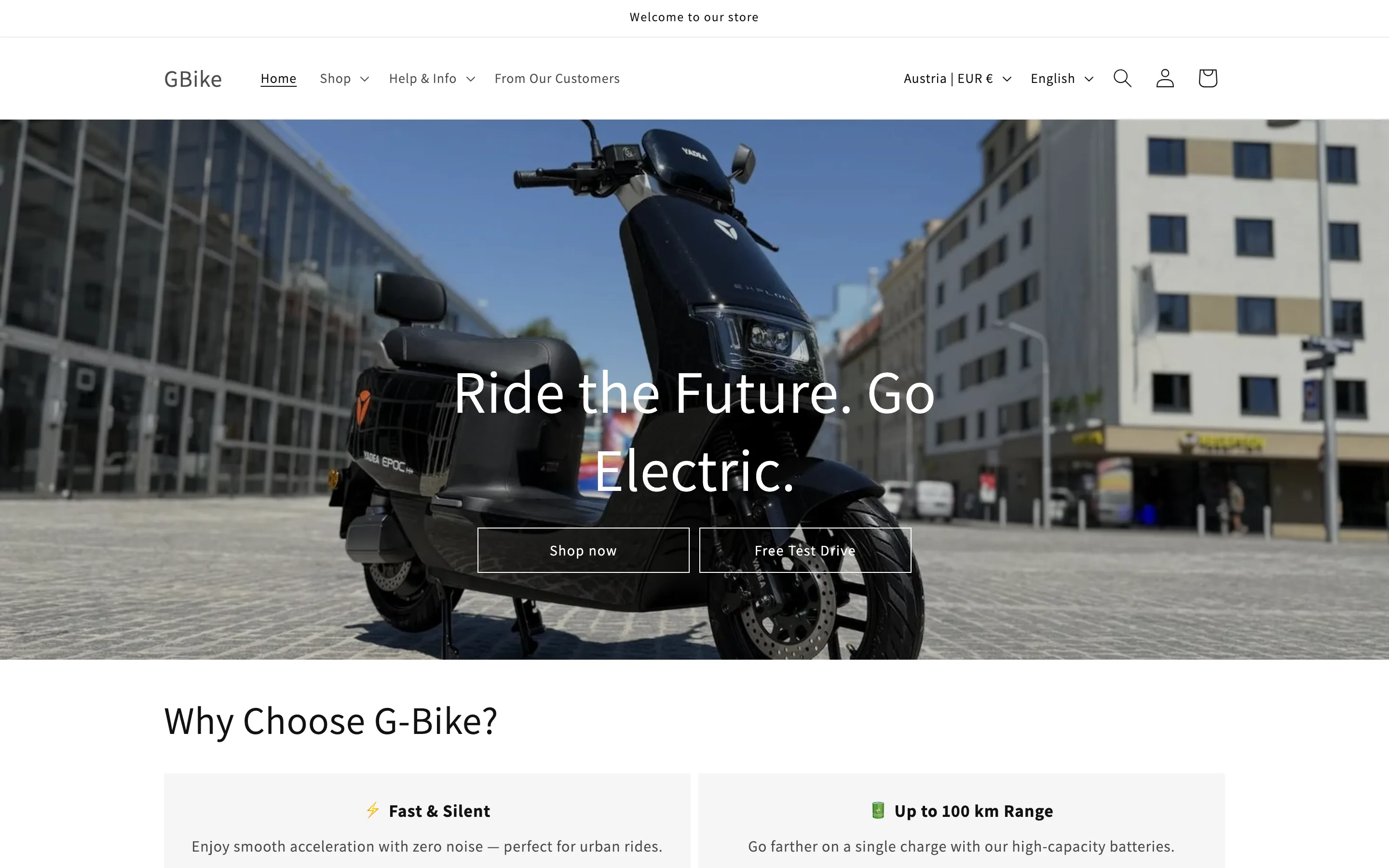 Website von G-Bike Wien